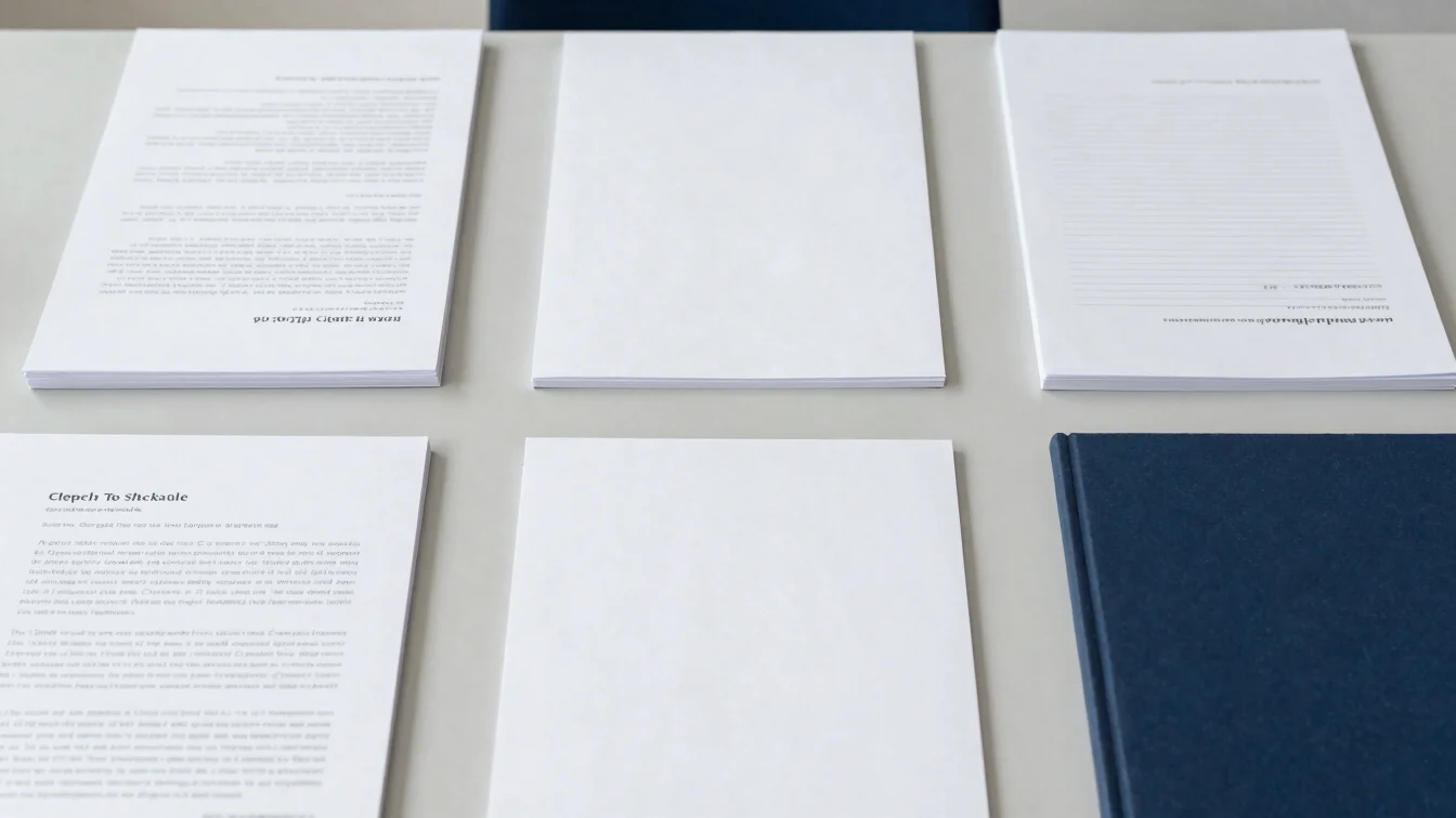 Clean slate and navy tones overhead flat-lay of neatly aligned documents on a modern desk